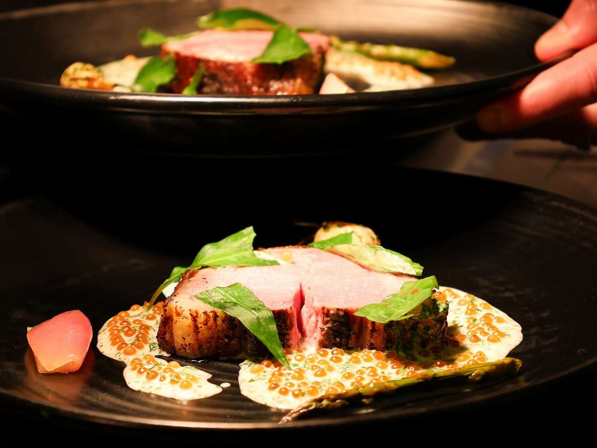 The hearth-roasted aged niman ranch lamb saddle is pictured at the Urban Hill restaurant, part of chef Nick Zocco and chef Viet Pham's special one-night collaboration.