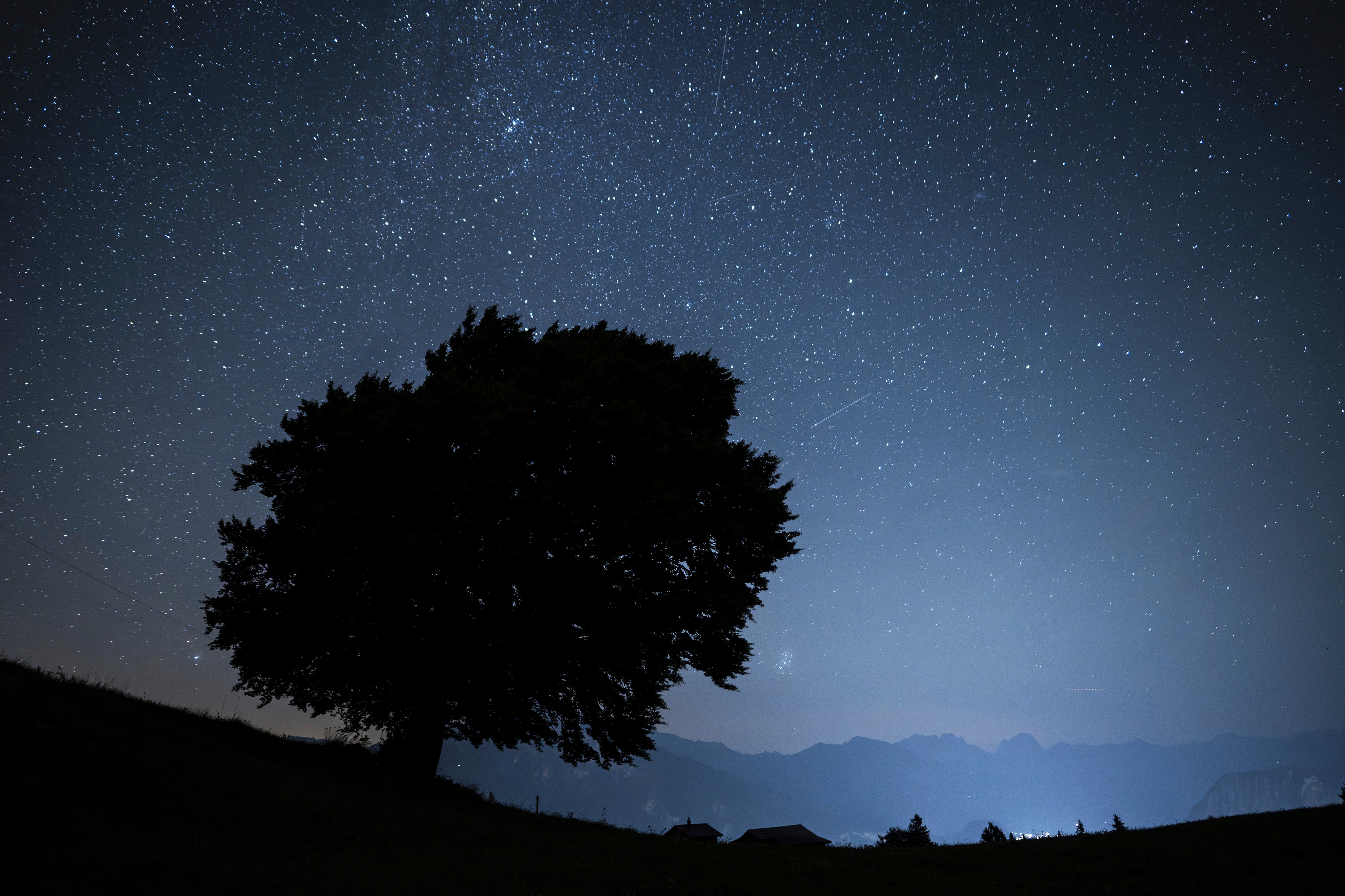 Stars and shooting stars are pictured during the annual perseids meteor shower in St. Margrethenberg, Switzerland Aug. 12, 2024.