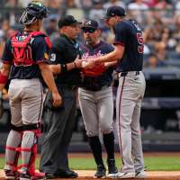 Braves ace Chris Sale ejected by umpire Dan Merzel before start of game against Yankees