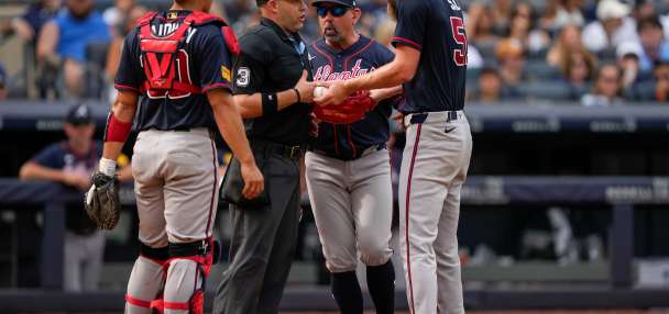 Braves ace Chris Sale ejected by umpire Dan Merzel before start of game against Yankees