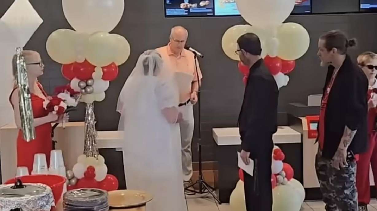 An Ohio couple got married at a McDonald’s where they met and work, hosting their wedding at the restaurant where their relationship began.