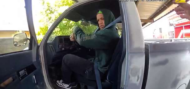 Convicted felon hides in scrapyard after hitting police vehicle with stolen car