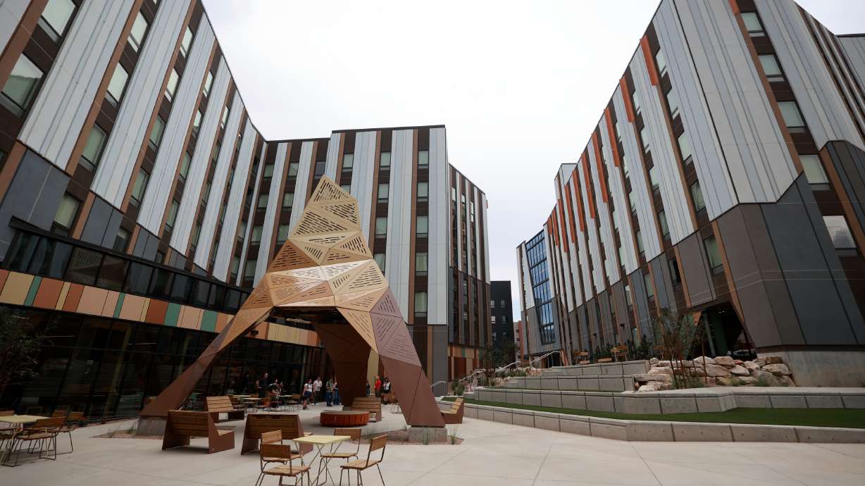 Trailhead, the University of Utah’s newest residence hall, is pictured in Salt Lake City on Tuesday. The U. this semester will welcome students to the new 1,447-bed residence hall.