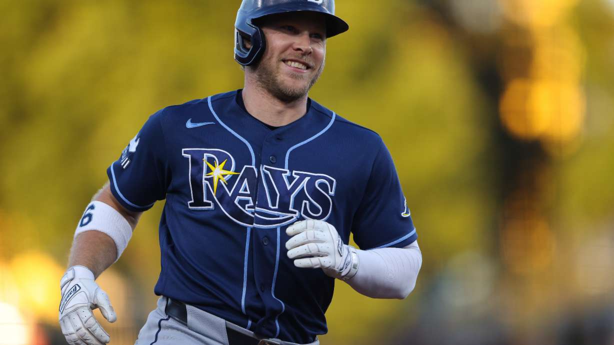 Tampa Bay Rays' Taylor Walls jogs around the bases after hitting a two-run home run during the fourth inning of a baseball game against the Athletics Tuesday, Aug. 11, 2026, in West Sacramento, Calif.