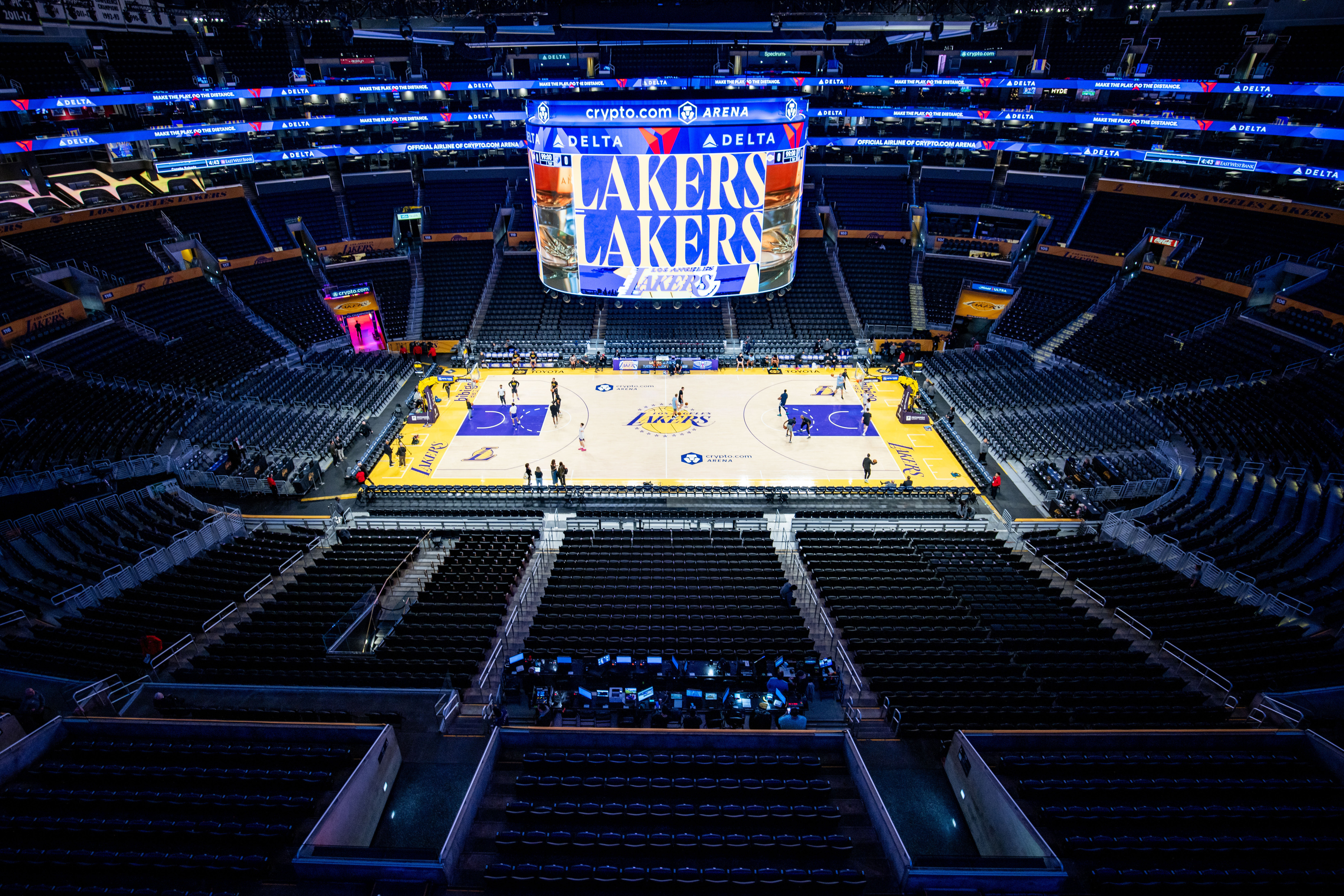 FILE - Crypto Arena is viewed before a Los Angeles Lakers NBA basketball game against the Memphis Grizzlies, Jan. 4, 2026, in Los Angeles. 