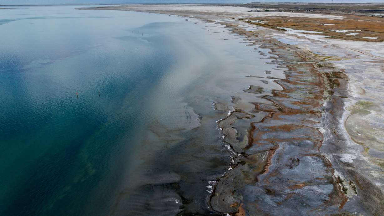 The Great Salt Lake from the Great Salt Lake State Park and Marina in Magna on April 21. While just feet away from its all-time low, the lake is not expected to break its record this year.