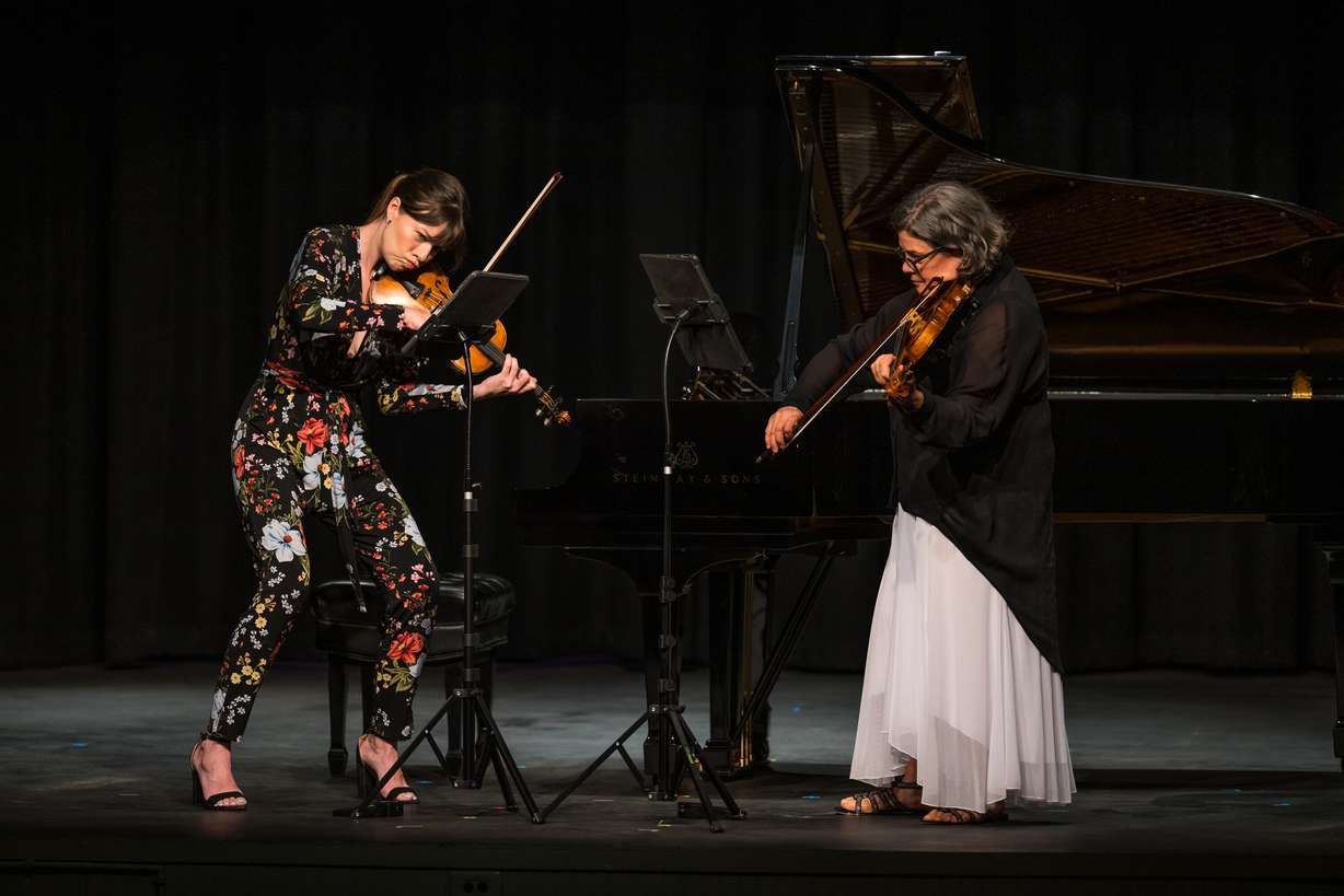 Tess Lark and Leslie Tompkins perform at the 2025 Moab Music Festival.