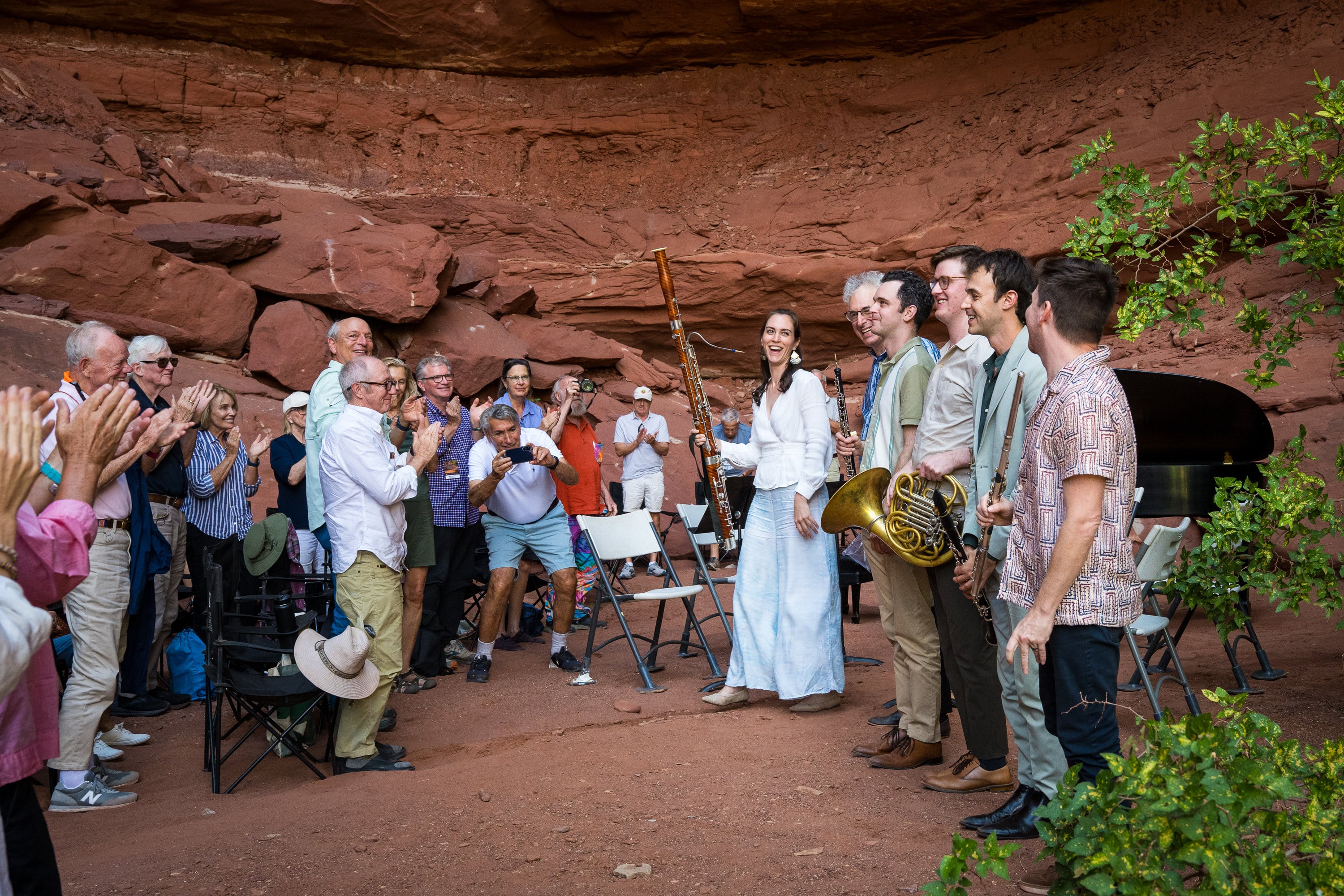Audience members applaud for Windsync during the Grotto Concert, part of the Moab Music Festival in 2025.