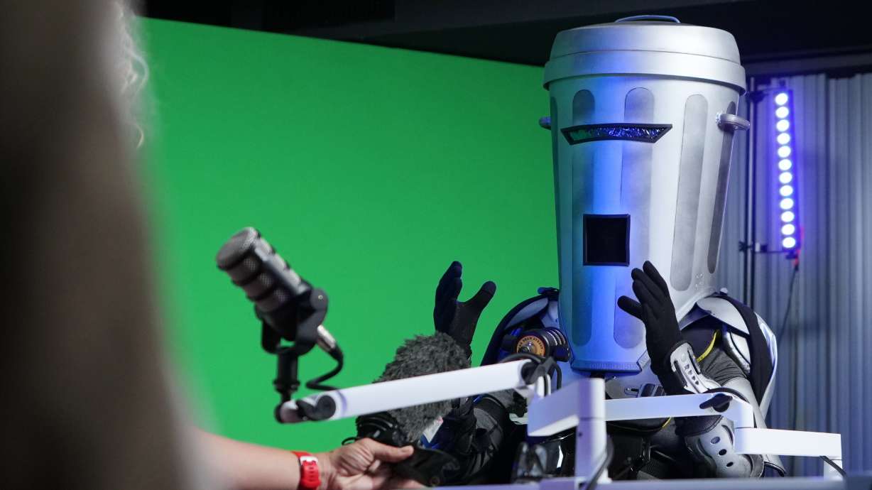 Count Binface is interviewed at a studio in London ahead of the Clacton by-election, July 29. The political satirist candidate will face Nigel Farage in Thursday's election.