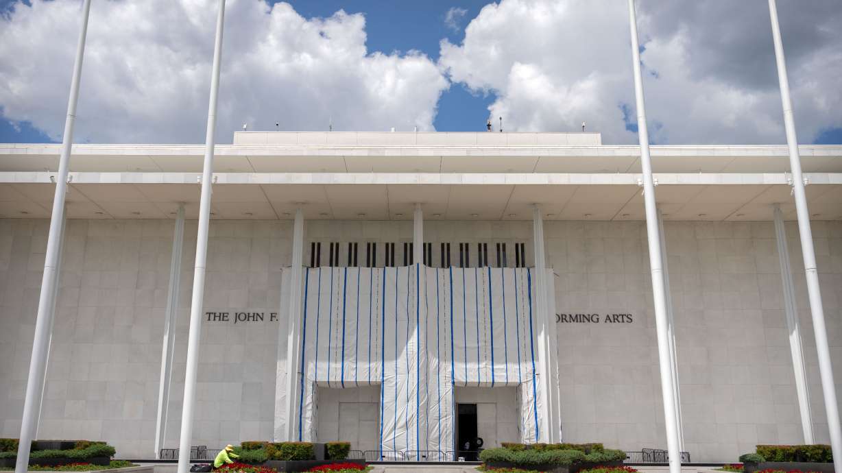 The exterior of the Kennedy Center, July 31, in Washington. The center voted to restore President Donald Trump's name to the facade and close for renovations, challenging a judge's order.