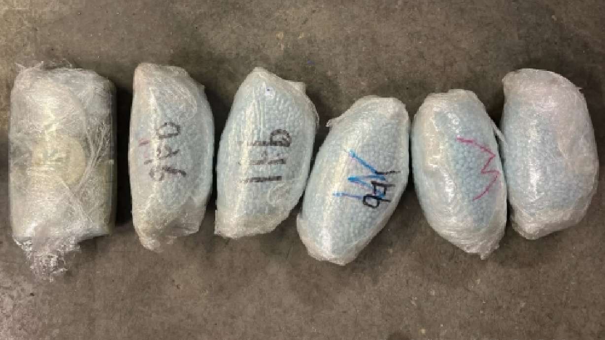 Bags of drugs seized by police from Miguel Mario Soto De Santiago's vehicle during a traffic stop in Nephi in February 2025. Soto De Santiago was sentenced last month to serve five years in prison for possession of drugs with intent to distribute.