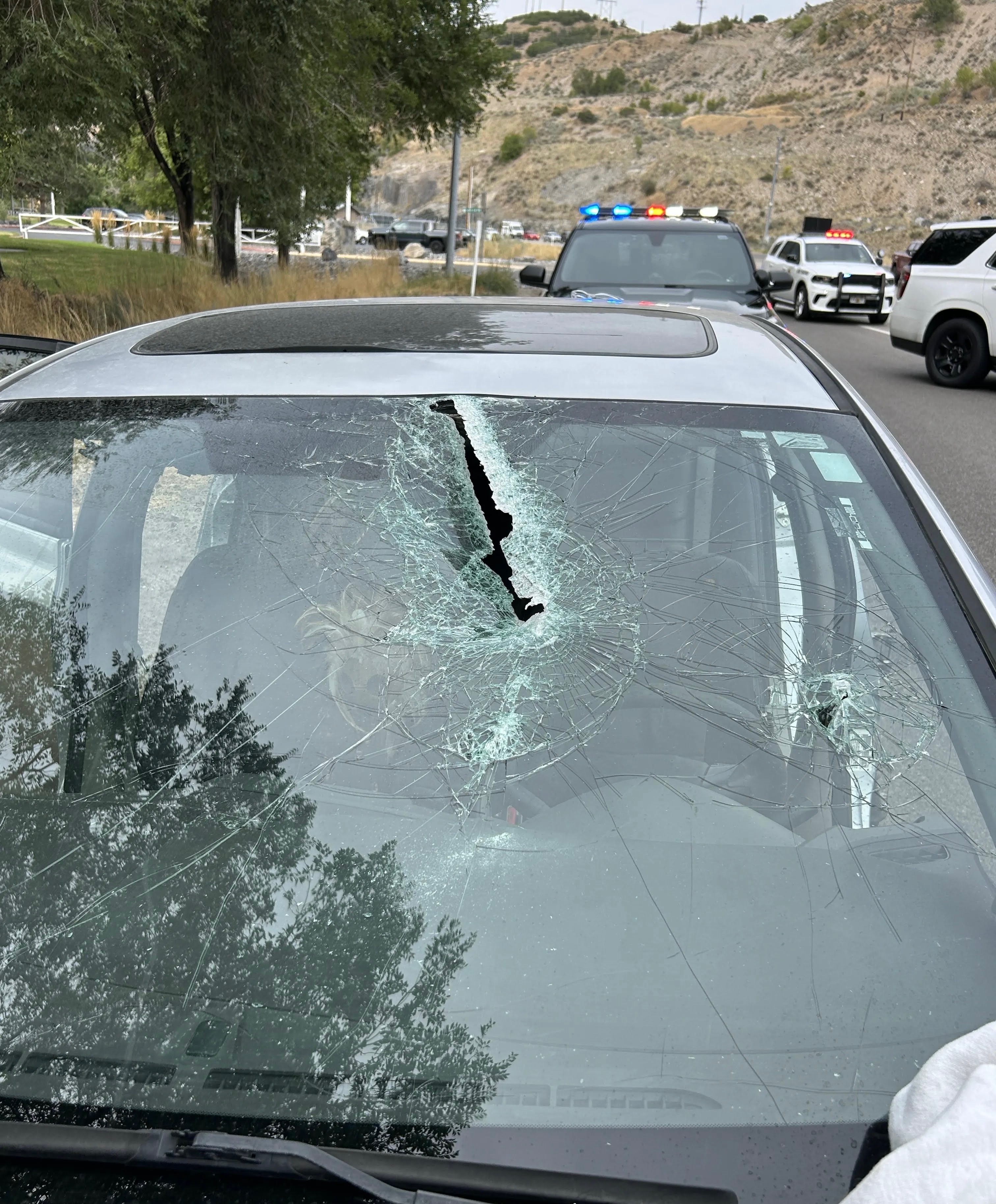 Driver critically injured after being struck by pole that fell from pickup truck
