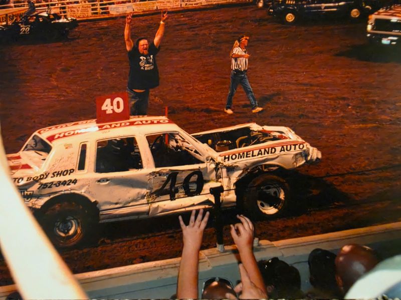 The energy is high as a derby car competes during the Eastern Idaho State Fair Demolition Derby in the early 2000s. The derby has always been the big ticket at the fair.
