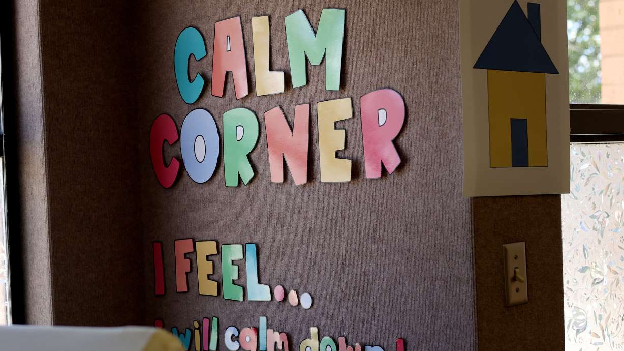 A “calm corner” is pictured at Crescent Elementary School in Sandy on Wednesday.