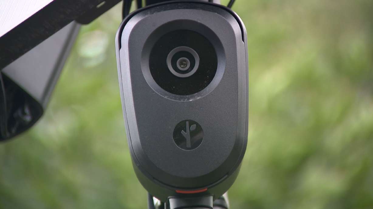 A Flock camera is pictured in Salt Lake City on Thursday. A Utah group is calling on lawmakers to enact tougher regulations on cameras that automatically track license plates.