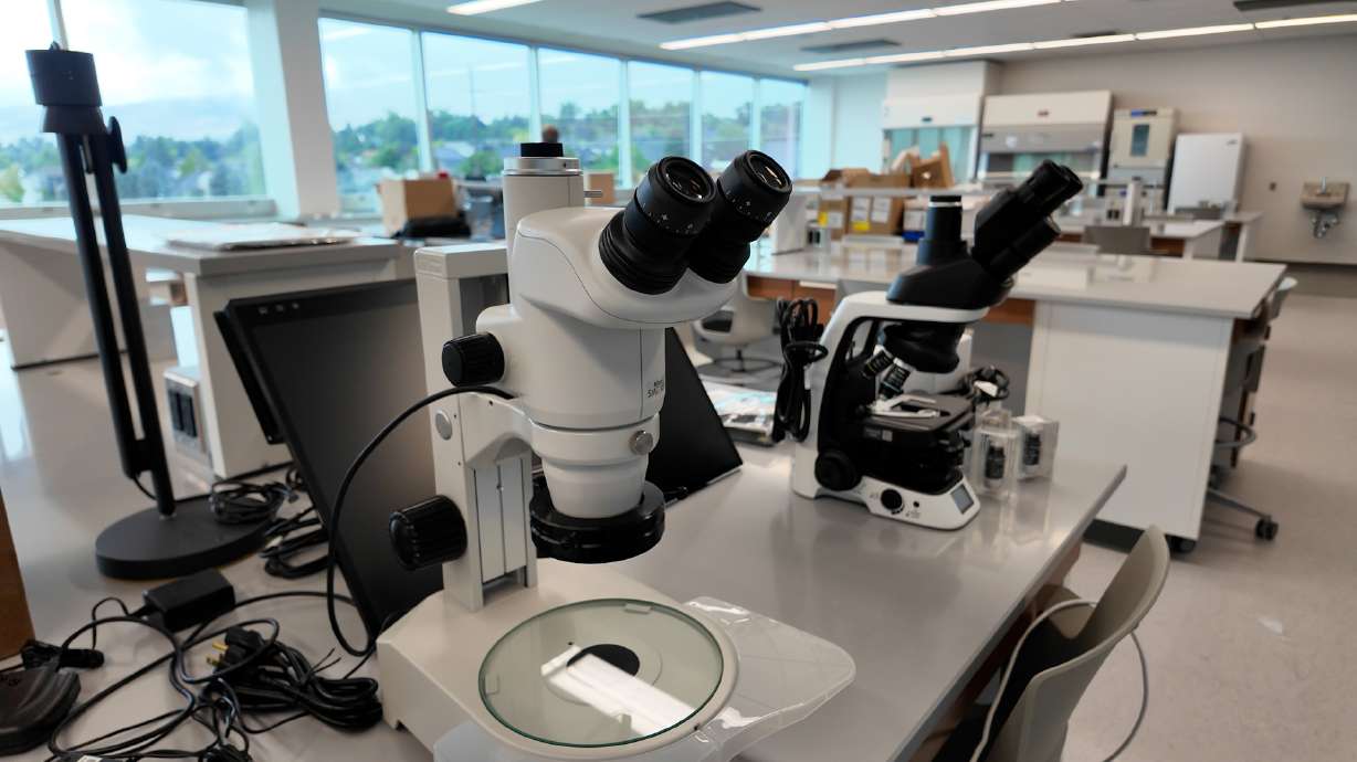 A research laboratory at USU's new Veterinary Sciences building. A brand new veterinary medicine building at Utah State University will help prepare students with hands on training in Utah's first complete four-year program in the degree.