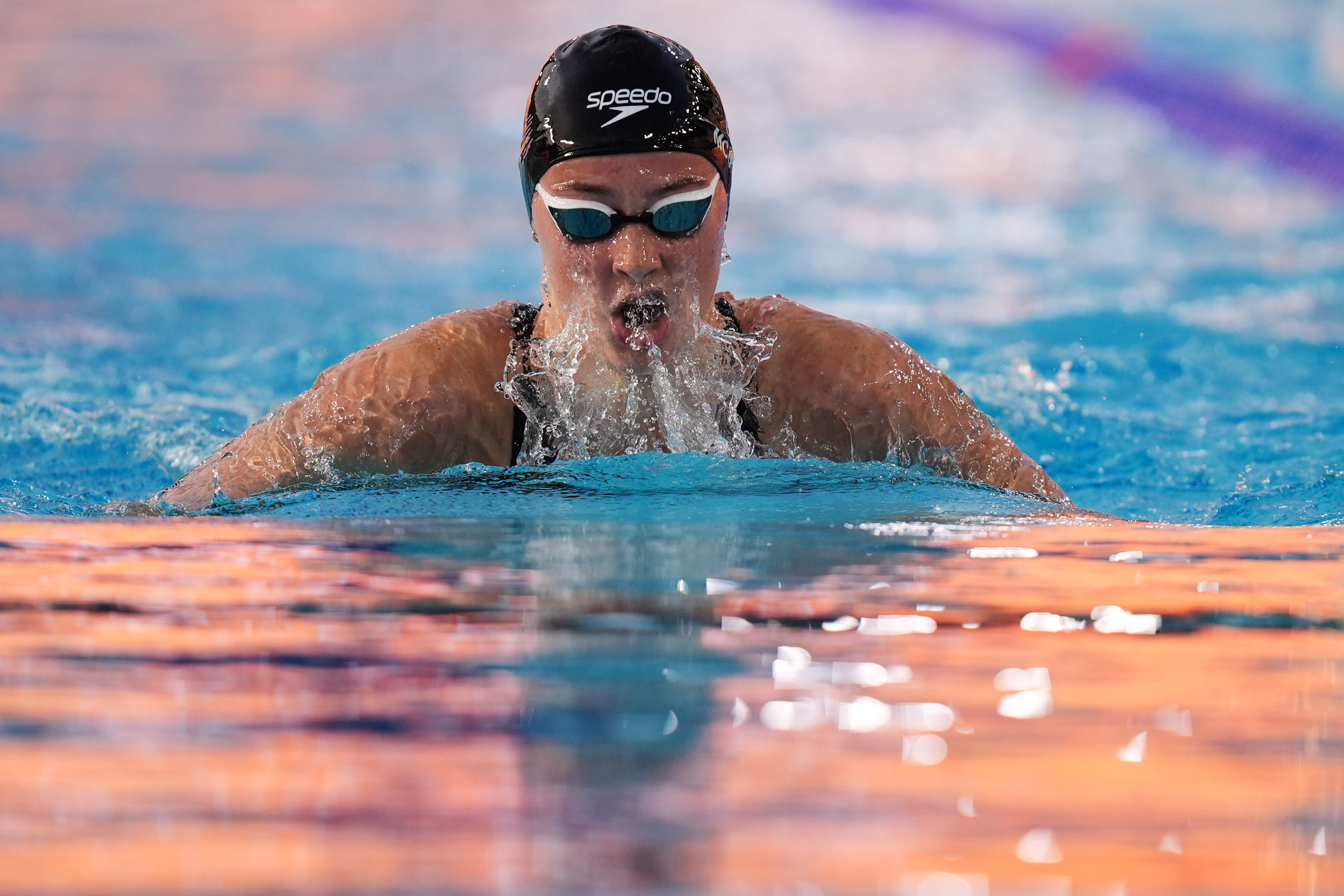 Summer McIntosh, of Canada, competes in the women's 400 meters individual medley at the Pan Pacific Swimming Championships Thursday, Aug. 13, 2026 in Irvine, Calif. 