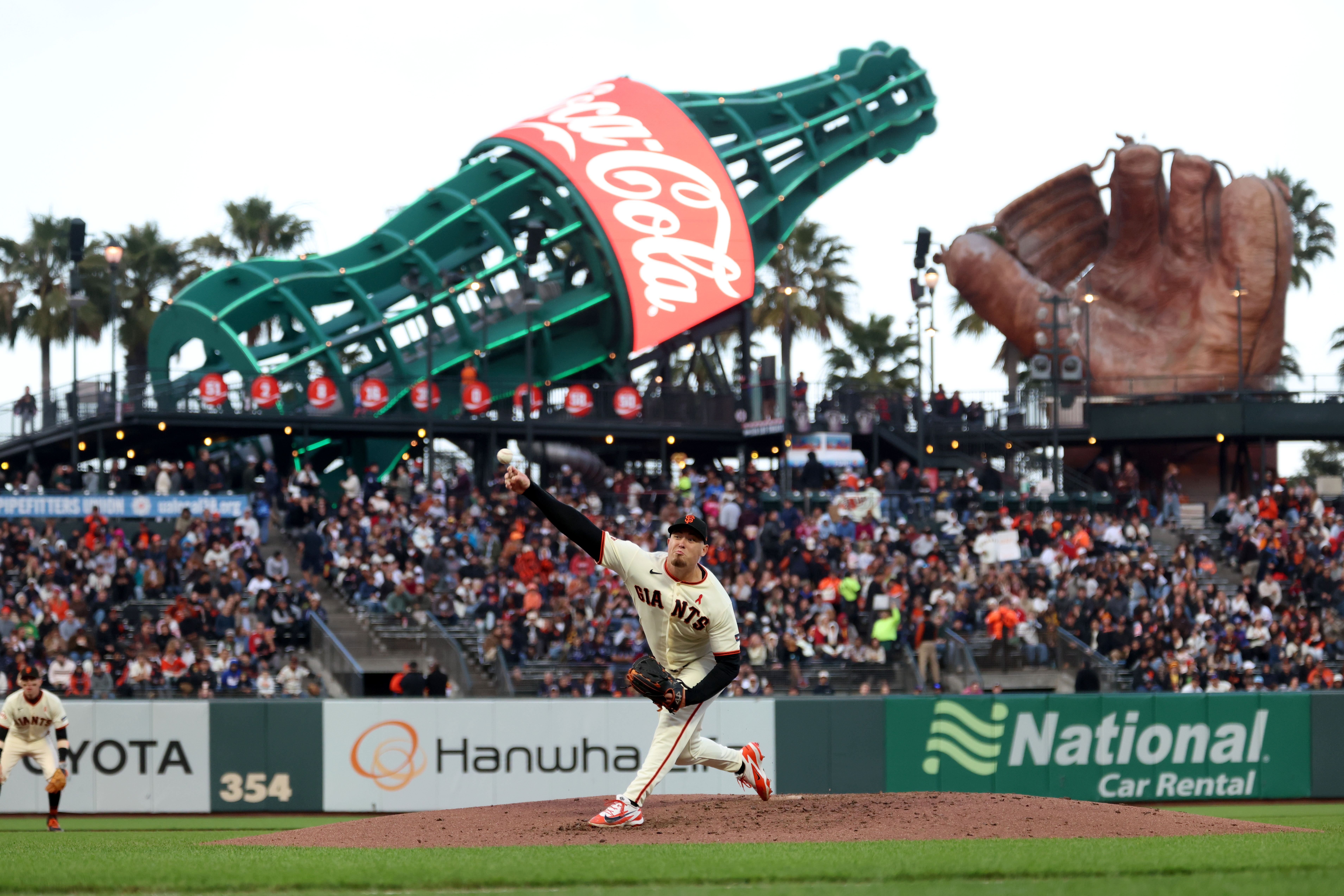 San Francisco Giants pitcher Blade Tidwell throws against the Houston Astros during the fourth inning of a baseball game in San Francisco, Monday, Aug. 10, 2026. 