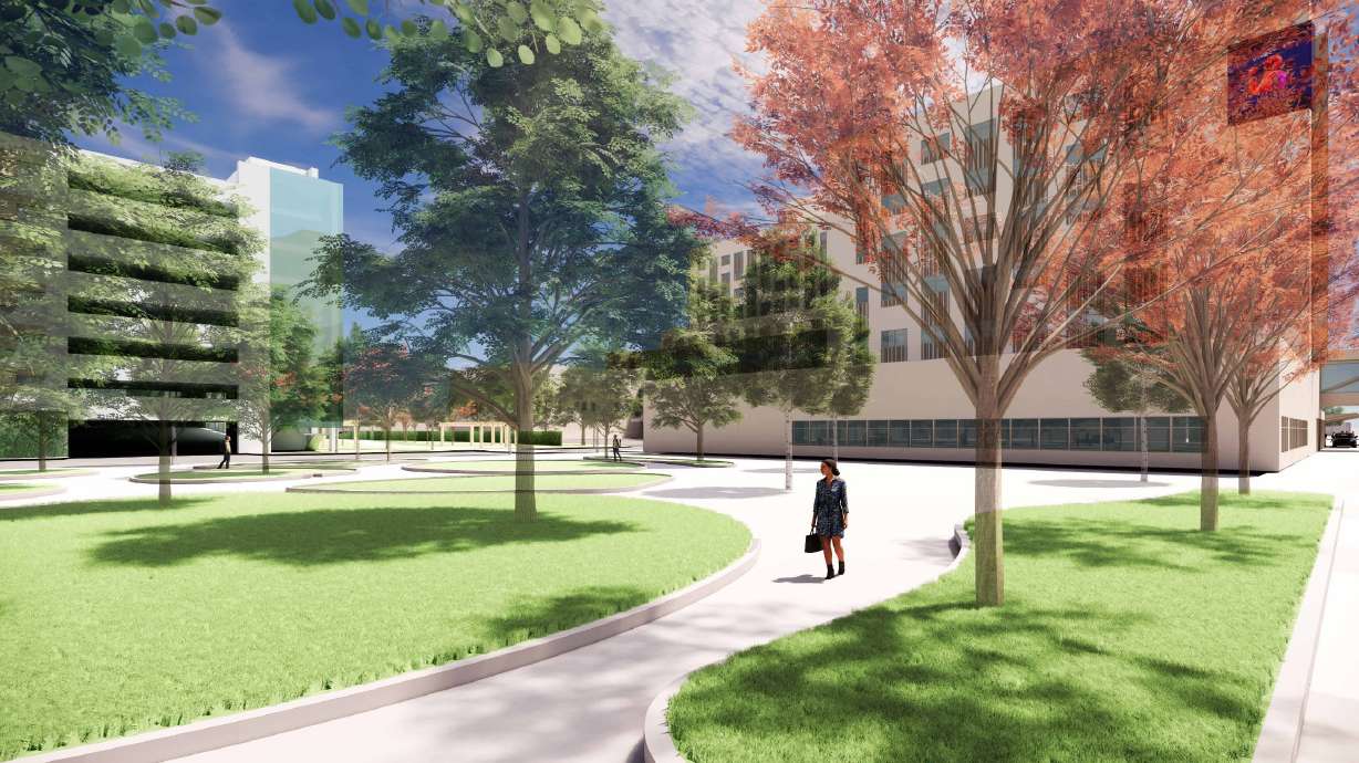 A rendering of the proposed "LDS Hospital replacement site" in Salt Lake City. Intermountain Health included the rendering in new documents sent to the city on Thursday.