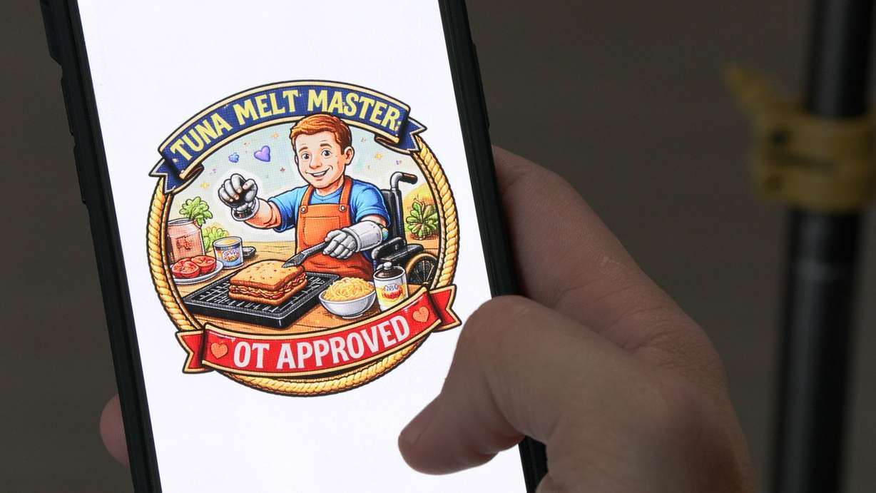 A tuna-melt merit badge sent by Alexander "Avi" Davidson's wife on April 17.