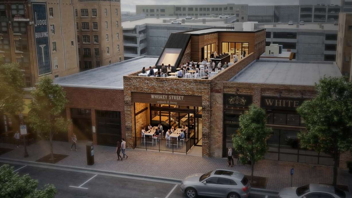 A rendering of the new Whiskey Street with a rooftop patio. Salt Lake City's Community Reinvestment Agency board of directors voted on Tuesday to approve a disaster loan to help the project continue after last year's fire on Main Street destroyed the original location.