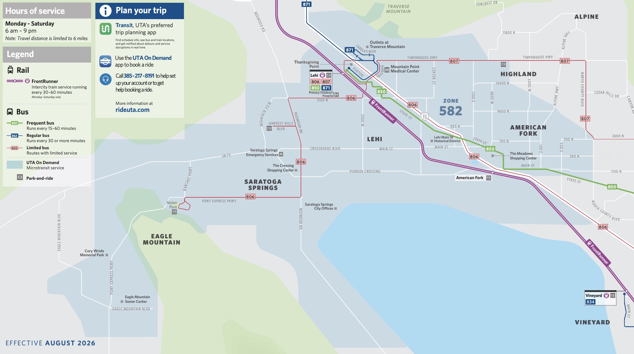 This map shows the UTA on Demand service area for northern Utah County beginning on Monday.