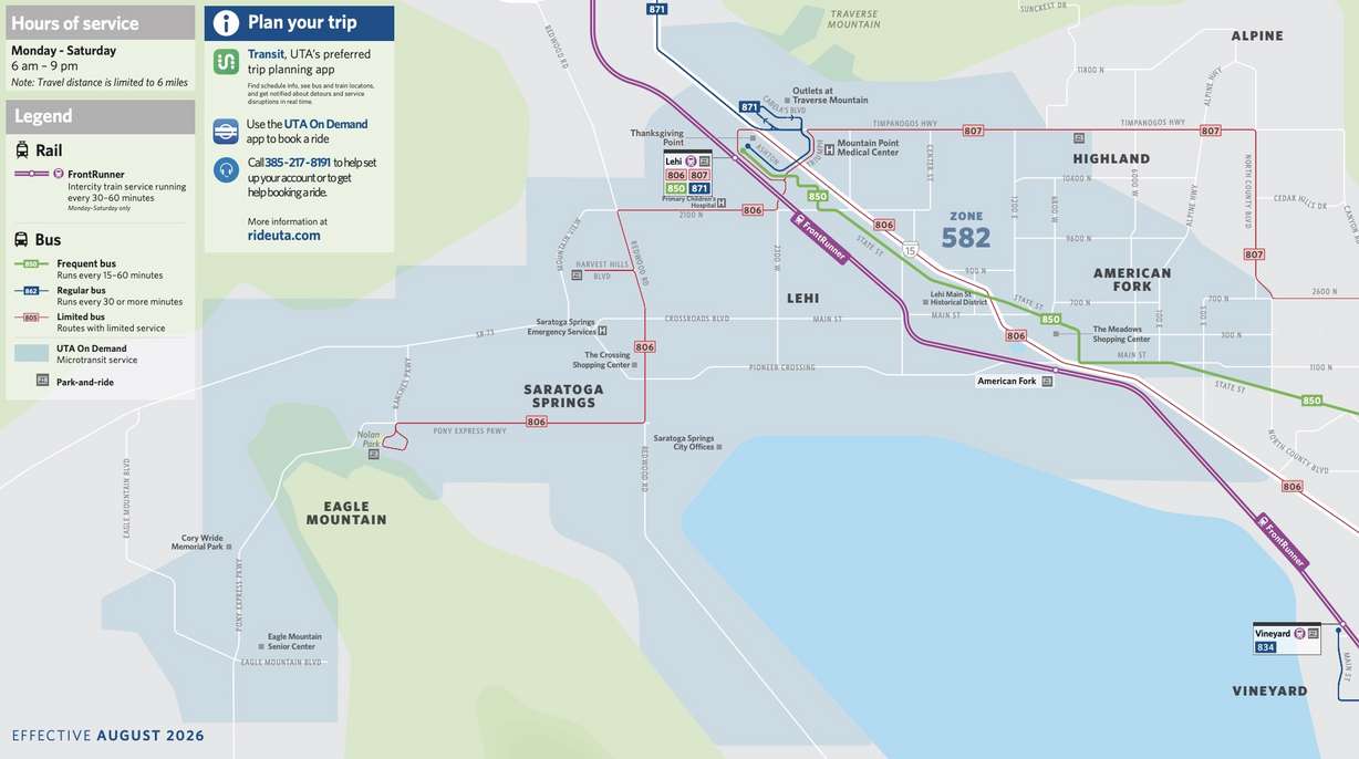 This map shows the UTA on Demand service area for northern Utah County beginning on Monday.