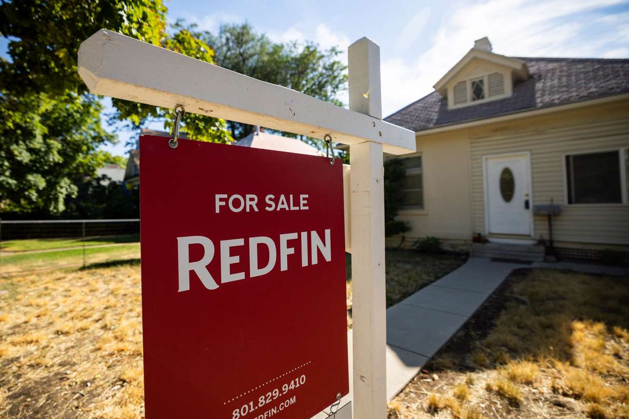 A “for sale” sign in the 9th and 9th neighborhood in Salt Lake City on Thursday, July 23, 2026.