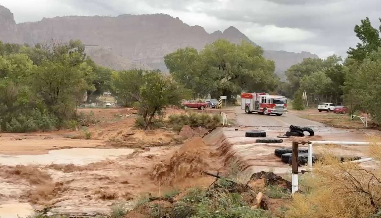 Floodwaters in the Hildale, Washington County and Colorado City, Arizona area on Friday. It's one of several areas that reported more flooding on Friday.