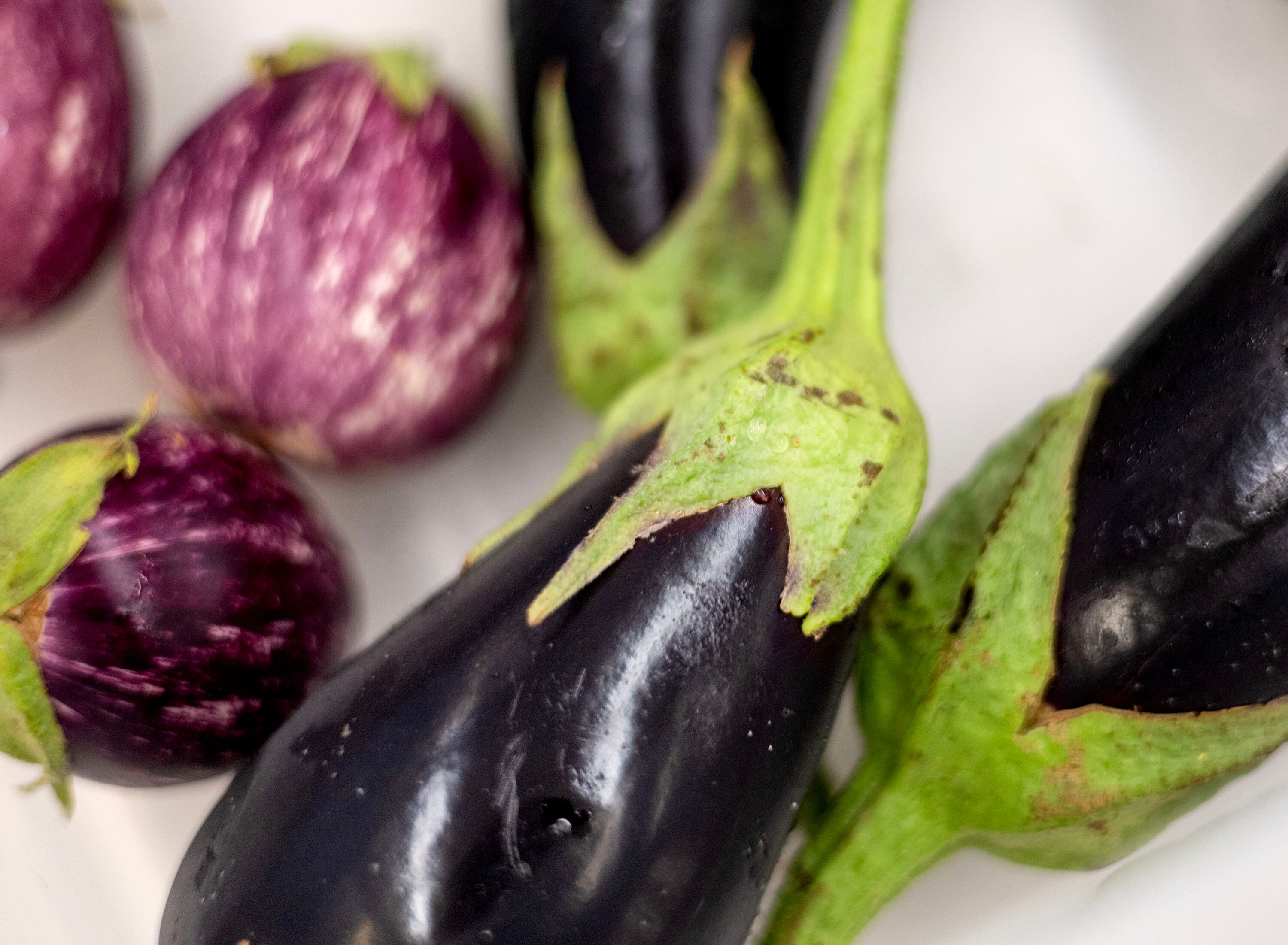 Free  eggplants that were grown in the campus garden were available during a Fresh Food Friday budget cooking class at Utah Valley University in Orem on Friday.