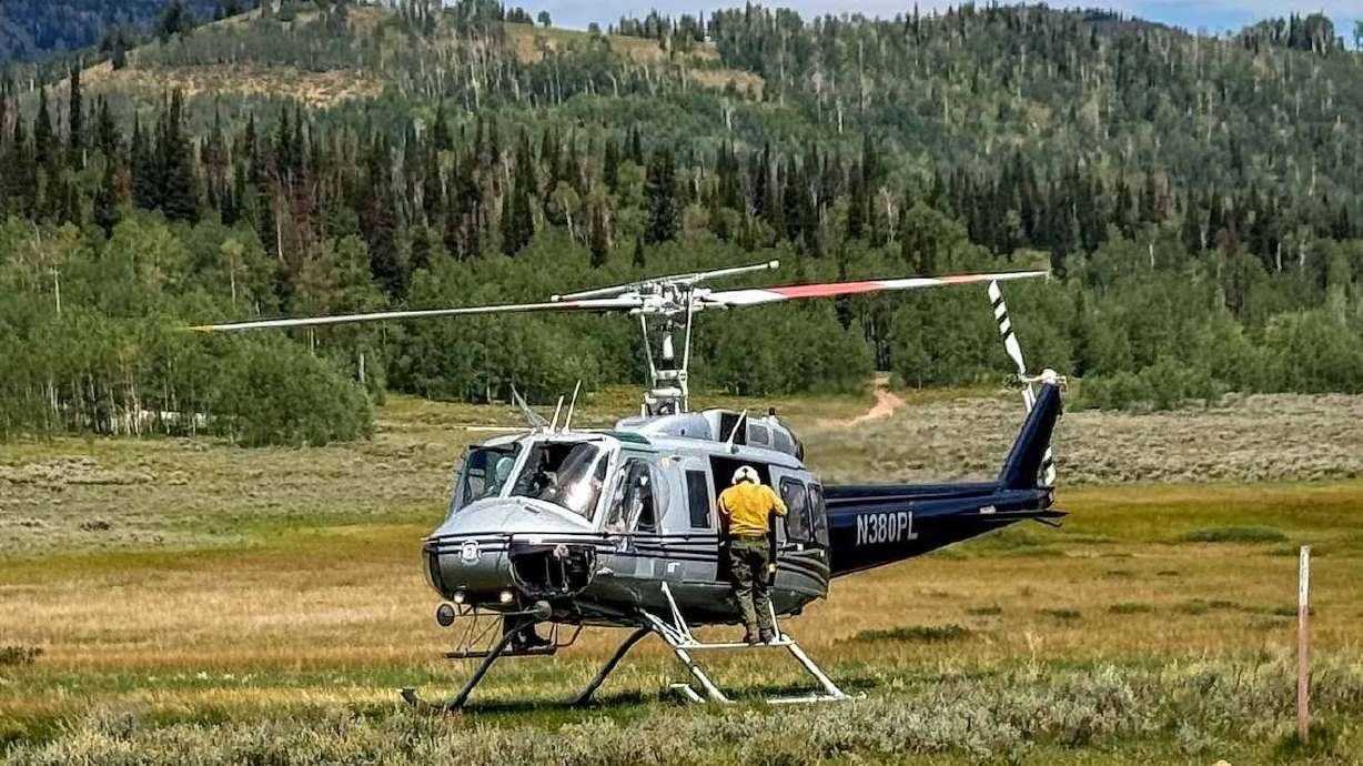 A helicopter used to help fight the Black Canyon Fire on Saturday.
