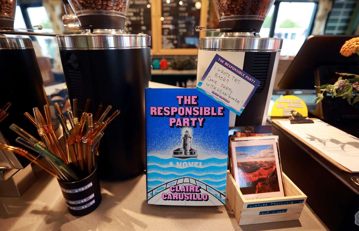 “The Responsible Party” is on display at Storyboard book, skate and coffee shop in Midway on Aug. 10. The author, Claire Carusillo, recently opened Storyboard with Galen DeKemper.