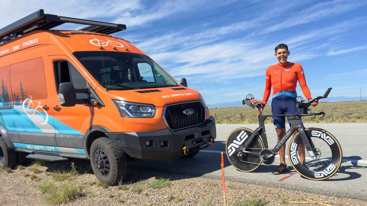 Endurance cyclist Matthew Lefthand of South Ogden, pictured on July 26, became the first rider in history to average more than 30 miles per hour over 200 miles on a certified road course using a standard, upright bicycle. This single performance included six World Ultracycling Association and Guinness World Records on a 61-mile stretch on Highway 17 in Colorado's San Luis Valley.