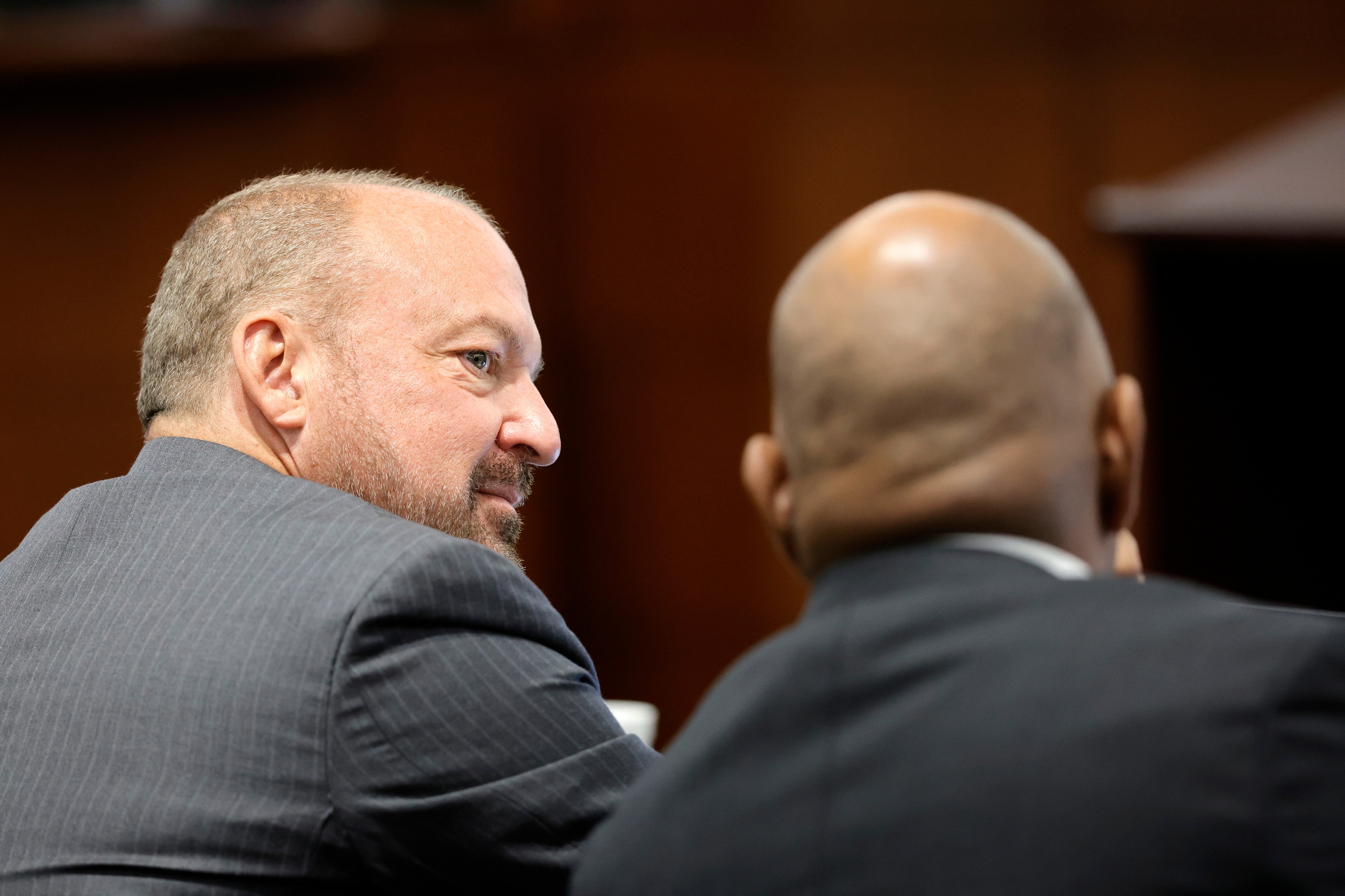 Chief Deputy District Attorneys Marc DiGiacomo, left, and Binu Palal confer during the third day of jury selection in the Duane Davis murder trial, related to the 1996 killing of rapper Tupac Shakur, at Clark County District Court Regional Justice Center on Wednesday in Las Vegas.