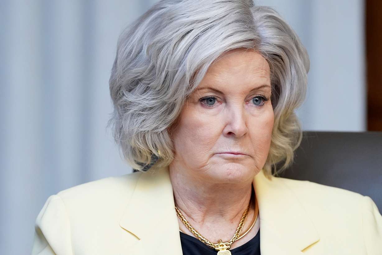 White House Chief of Staff Susie Wiles listens during a cabinet meeting, July 31, at Camp David, the presidential retreat, near Thurmont, Md.