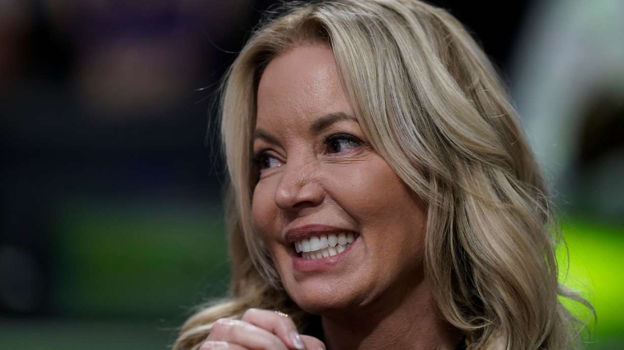 FILE - Los Angeles Lakers owner Jeanie Buss attends the team's NBA preseason basketball game against the Minnesota Timberwolves, Oct. 12, 2022, in Los Angeles.