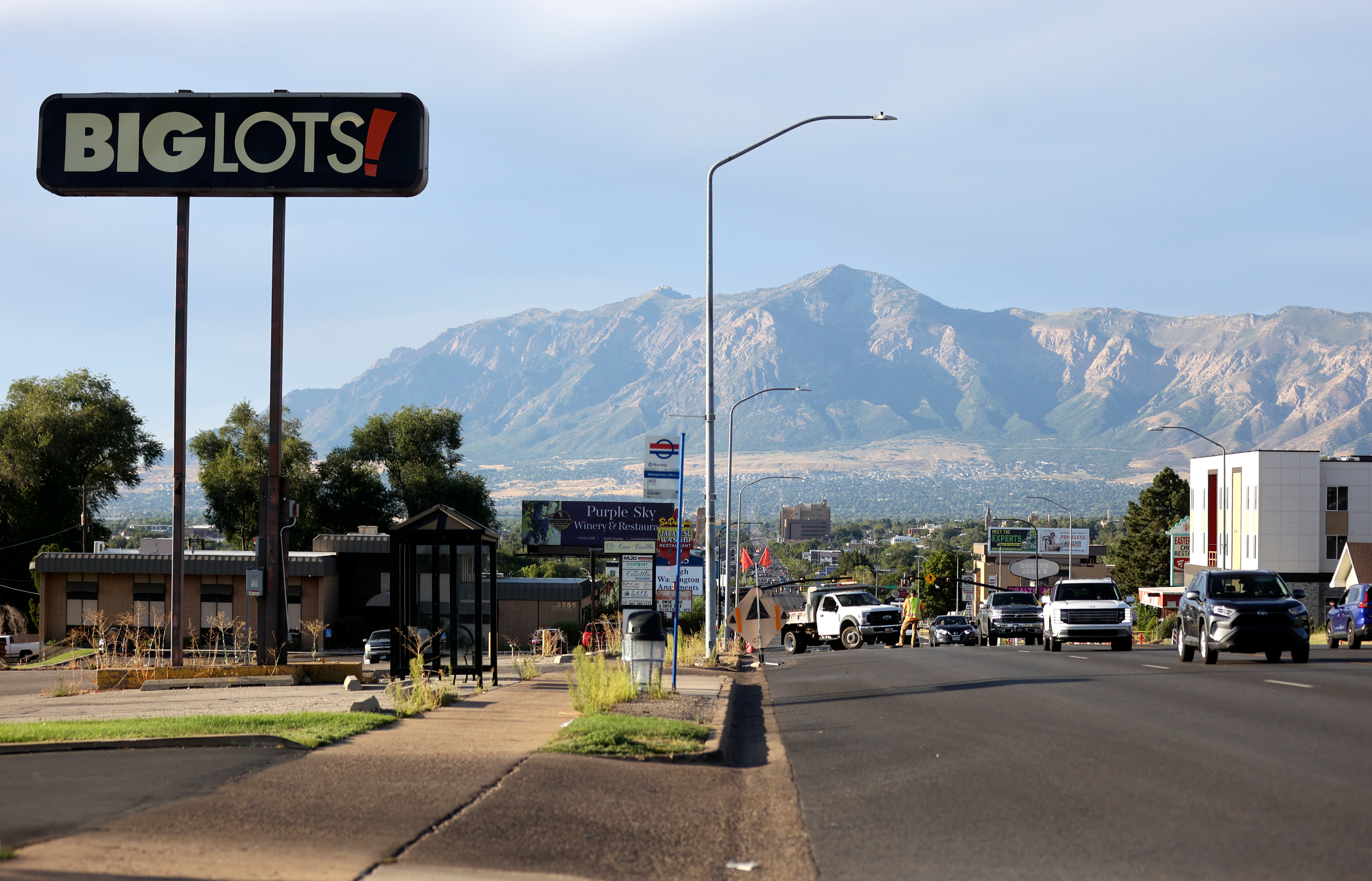 A strip mall is pictured in South Ogden on Monday 2026. South Ogden leaders are proposing to develop an expansive area around the strip mall into a new city center.