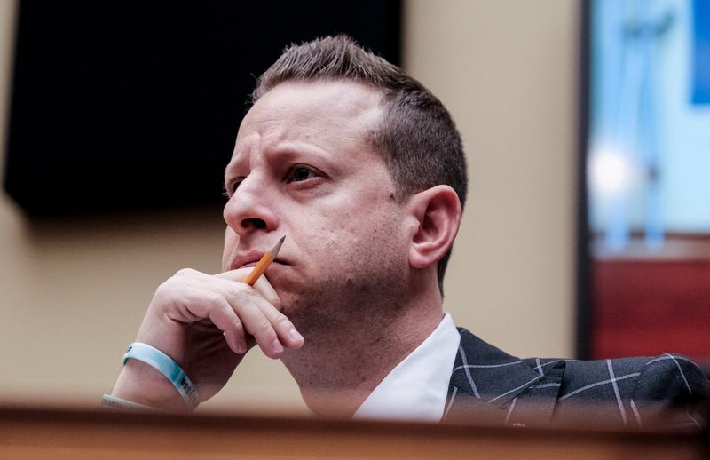 U.S. Representative Jared Moskowitz (D-FL) attends a House Oversight Committee hearing on the "border crisis" on Capitol Hill in Washington, Feb. 7, 2023.