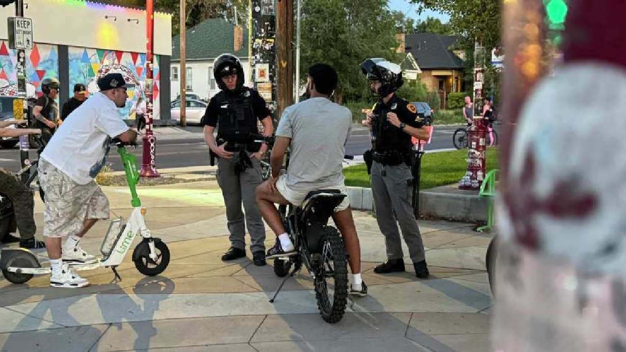 Salt Lake City police patrol during the weekly "999 Ride" in the city on June 4. Police have closely monitored the ride after rising complaints about traffic disruptions and safety concerns.