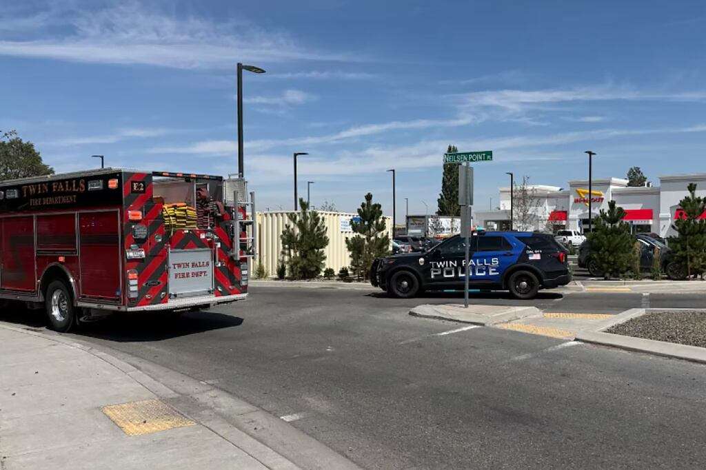 The scene of a shooting that started at an In-N-Out Burger restaurant, Aug. 1, in Twin Falls, Idaho. Jordan Salinas, an armed civilian, was praised for his actions in stopping the shooting.