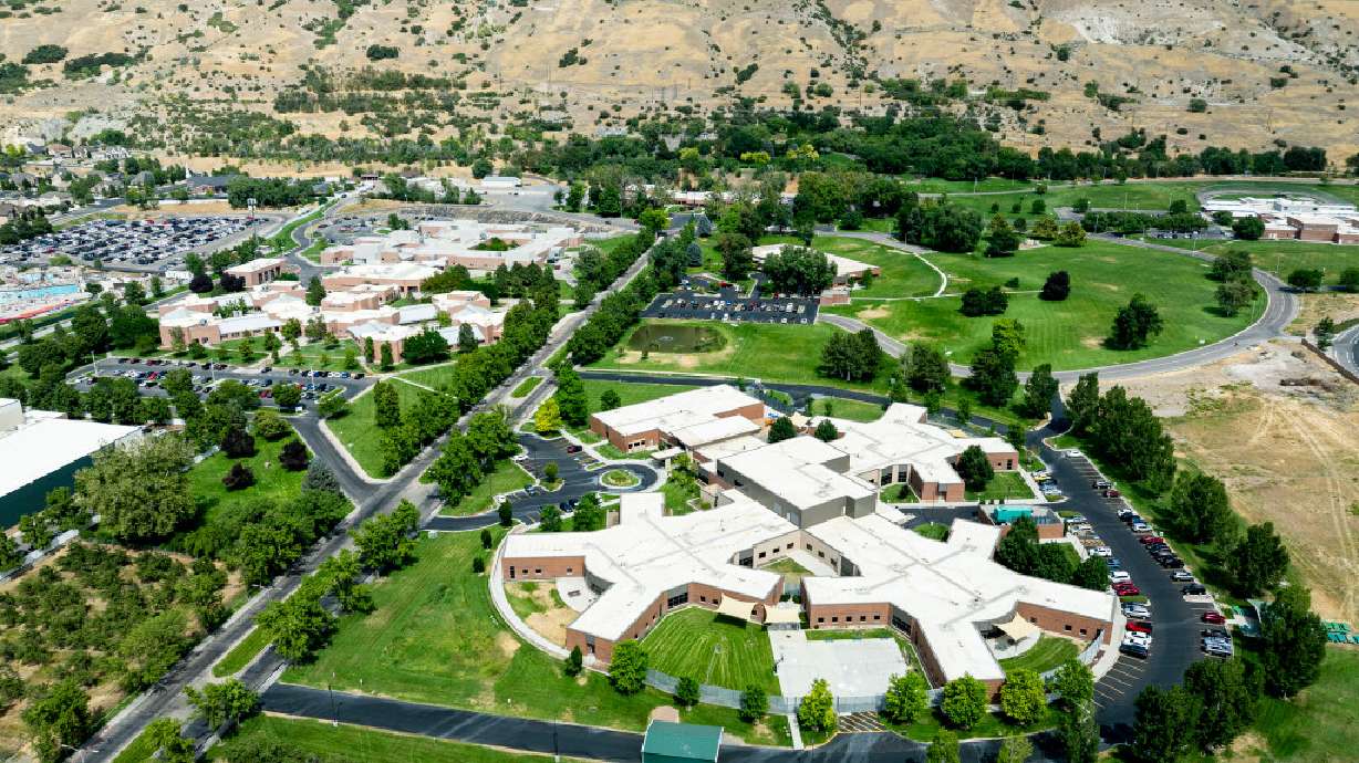 The campus of the Utah State Hospital is pictured in Provo on July 17, 2025. The hospital in Provo currently has 378 beds, but hospital leaders said they need many more, starting in 2028.