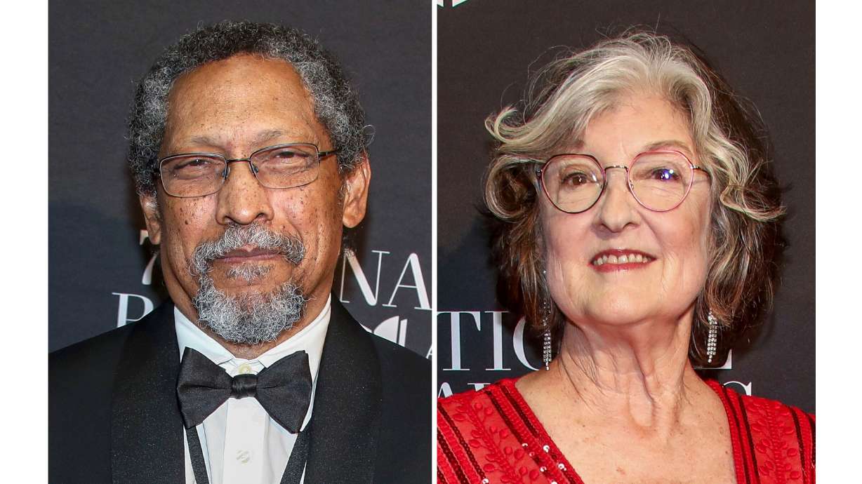 Authors Percival Everett and Barbara Kingsolver appear at the 75th National Book Awards ceremony in New York on Nov. 20, 2024. Both will appear as part of the "Pulitzer on the Road" tour, starting this October.