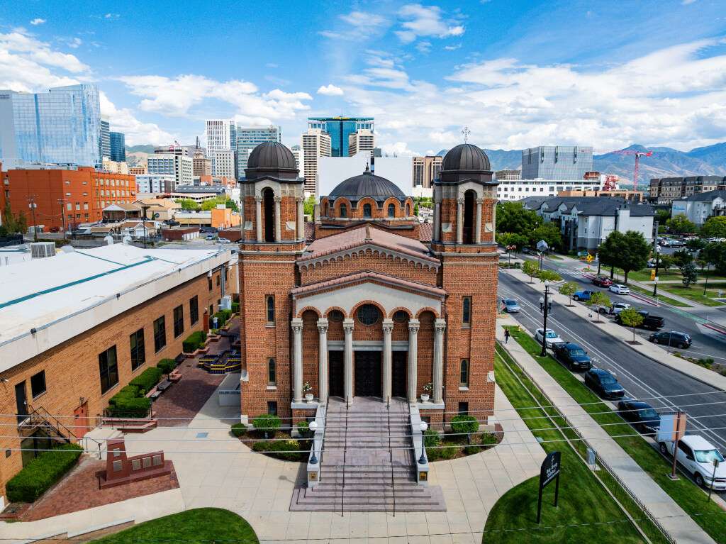 The exterior of the Holy Trinity Cathedral of the Greek Orthodox Church as seen on Aug. 18.