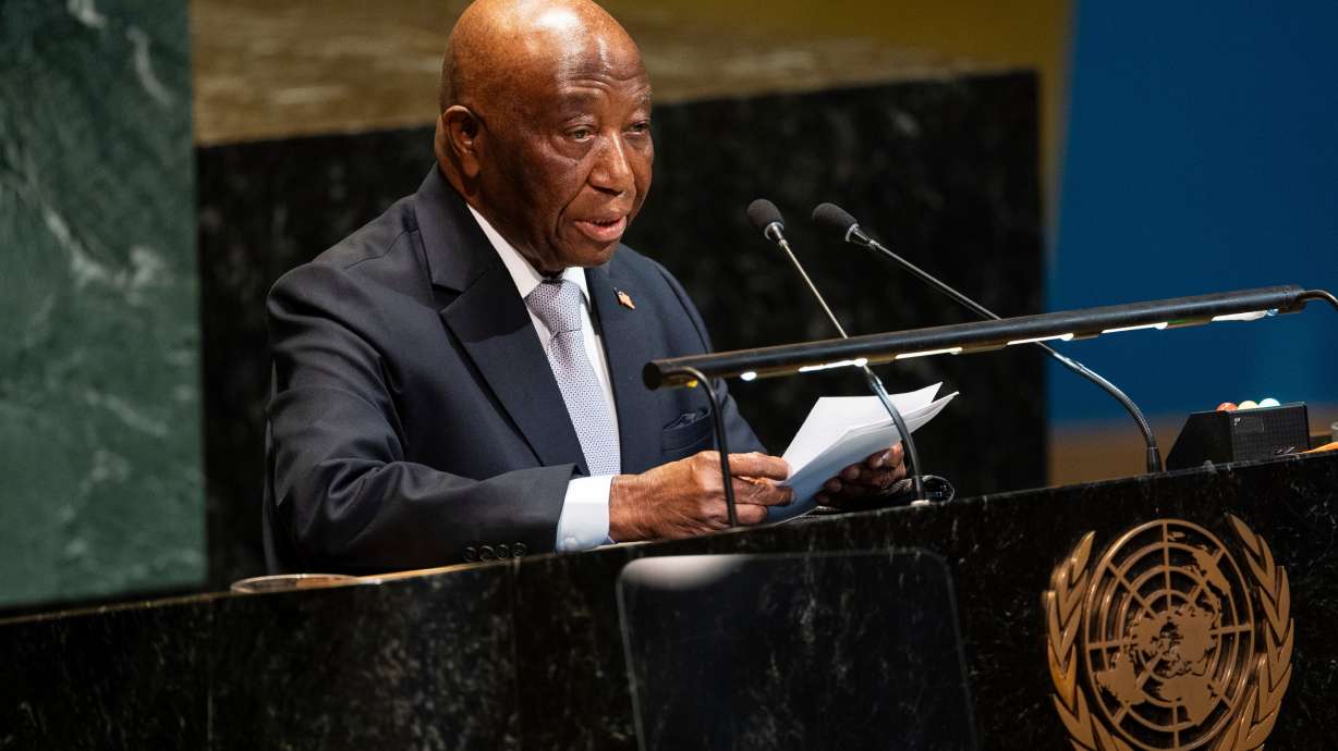 Liberia's President Joseph Boakai addresses the 80th session of the UN General Assembly at United Nations headquarters, Sept. 22, 2025. The United States sent 20 deportees to Liberia on Thursday.