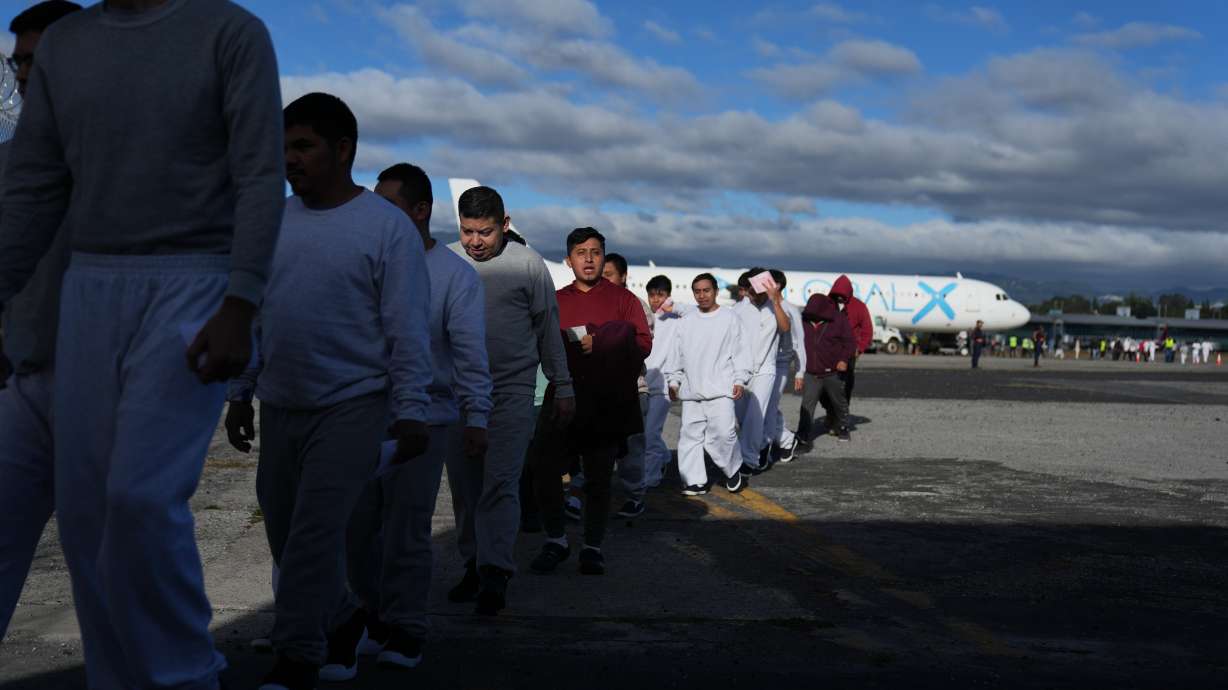 Guatemalans deported from the U.S. arrive at La Aurora airport in Guatemala City, Dec. 30, 2025, after deplaning a repatriation flight.