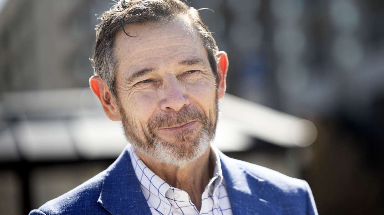 Sen. John Curtis stands at a TRAX station in Salt Lake City on Wednesday. Curtis convened a roundtable of experts and policymakers to discuss "bold and audacious" ideas for saving the Great Salt Lake.