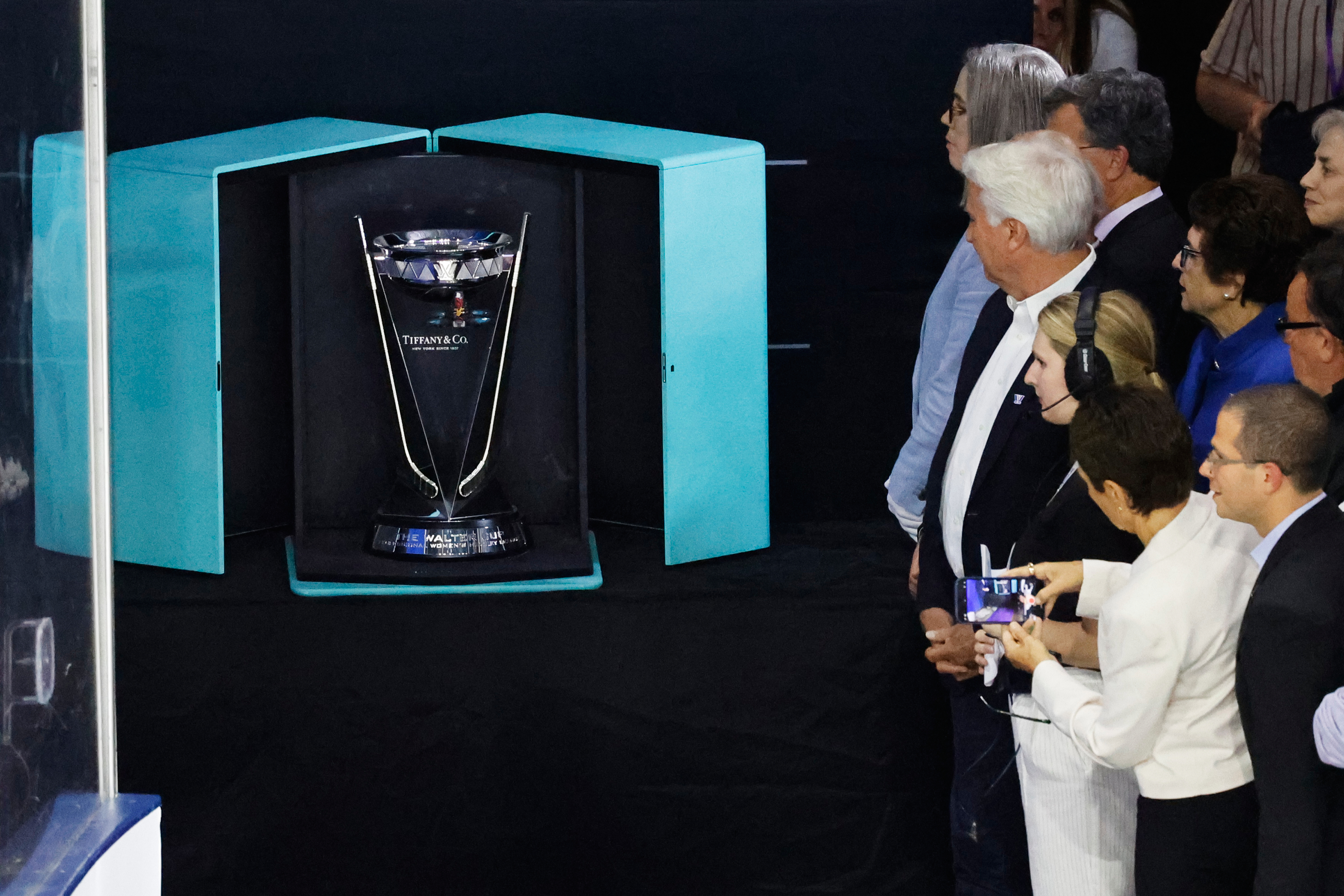 FILE - The Walter Cup is displayed before being presented to Minnesota after after they defeated Boston in Game 5 of the finals to win the PWHL, May 29, 2024, in Lowell, Mass. 