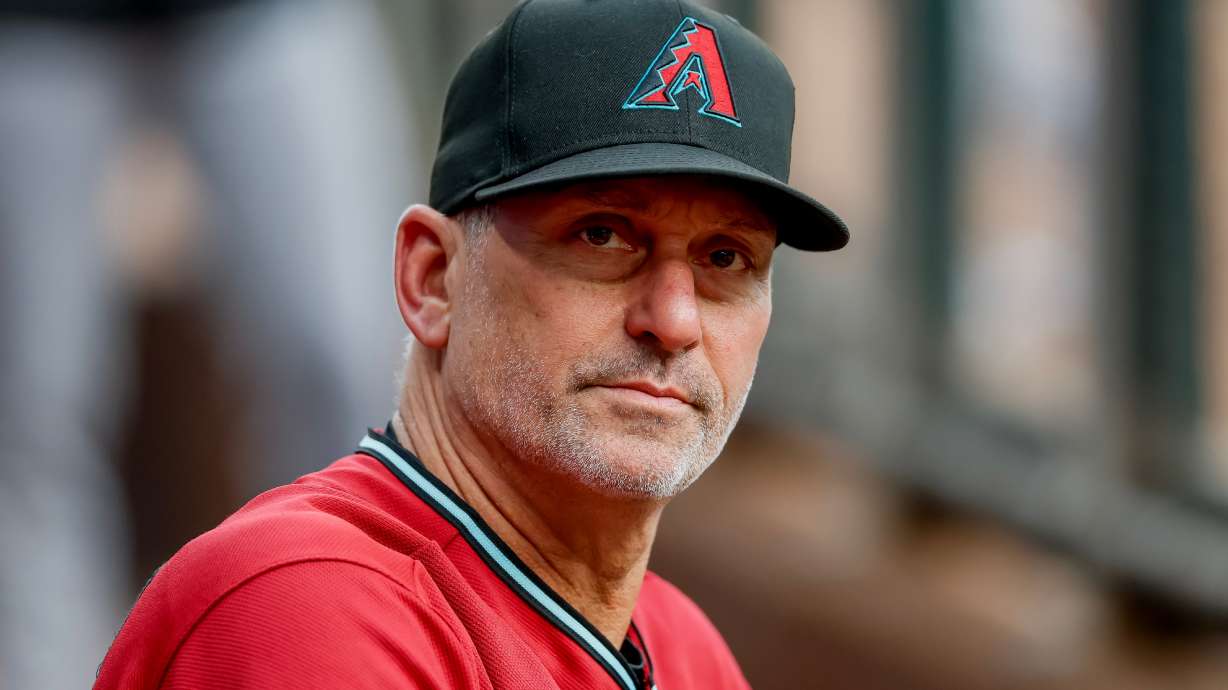 Arizona Diamondbacks manager Torey Lovullo in the dugout before the first pitch of a baseball game against the Atlanta Braves, Saturday, Aug. 15, 2026, in Atlanta.