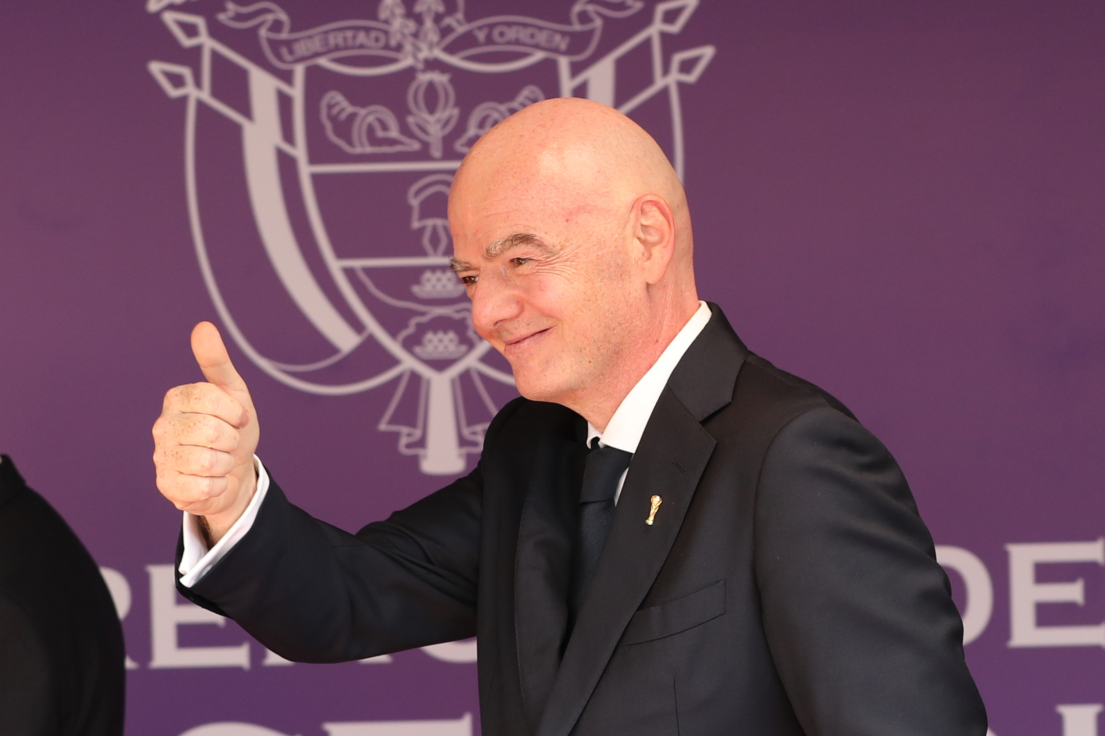 FIFA President Gianni Infantino arrives for the inauguration of Colombia's new president Abelardo de la Espriella in Cali, Colombia, Friday, Aug. 7, 2026. 