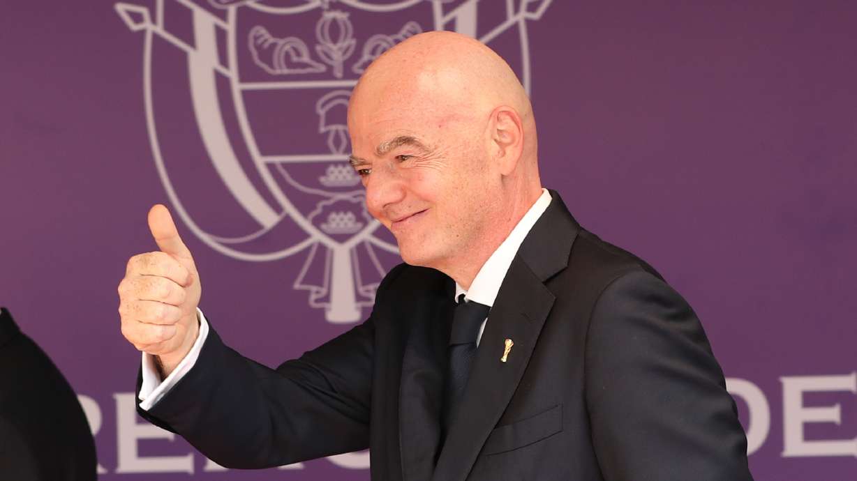 FIFA President Gianni Infantino arrives for the inauguration of Colombia's new president Abelardo de la Espriella in Cali, Colombia, Friday, Aug. 7, 2026.